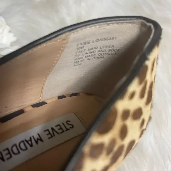 Steve Madden Dasie leather Calf hair leopard print slip on heels 10M - Picture 9 of 11